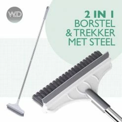 Top 10 💯 Merkloos Vloerwisser Multifunctioneel 2 In 1, Vloertrekker En Bezem Met Steel – Schoonmaakborstel – Verstelbaar – Grijs/Wit ⌛