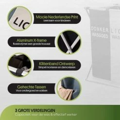 Top 10 🔥 PolarFeet Wassorteerder 3 Vakken Wasmand - Nederlands Opdrukking - 63.5x38x58.5CM - 90 Liter - Duurzaam Materiaal 🔔 -Bosch verkoop 550x550 72