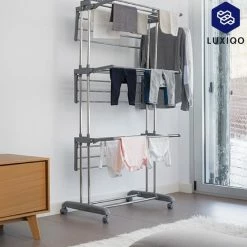 Flash-uitverkoop 🧨 InnovaGoods® Droogrek - Wasrek - Multifunctioneel Wasrek - Ruimtebesparend - Inclusief Wielen - Grijs 🎁 -Bosch verkoop 550x550 765