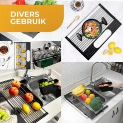 Beste Pirce 🤩 TripleAgoods Afdruiprek Voor Afwas - Afdruiprek Met Lekbak - Afdruiprek - Afdruipmat - Afdruiprek Zwart - Vaatdoekhouder - Afdruiprek Opvouwbaar - Sponshouder - Gootsteen Organizer 🤩 -Bosch verkoop 550x550 840