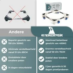 Beste Verkoop 🧨 EverestPeak® Wasmachine Verhoger - Multitool - Ook Geschikt Voor Vaatwasser, Koelkast, Vriezer En Droger - Duurzaam - RVS - ABS - Maximaal 400 Kg - Verstelbare + Wieltjes- 50/75 X 9,5/13 Cm 🎁 -Bosch verkoop 550x550 877