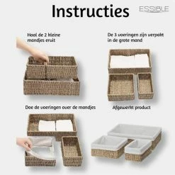 Beste recensies van 😍 ESSIBLE Set Van 3 Stuks - Luxe Manden - Opbergmand - Geweven - Decoratieve - Handgemaakte - Rechthoekige - Manden - Katoen - Riet ⌛ -Bosch verkoop 550x550 9