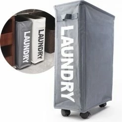 Beste deal ⌛ By Lara Commodities ByLara - Opvouwbare Wasmand - Op Wieltjes Met Handvat - Wasbox - Antraciet - 42L 🌟