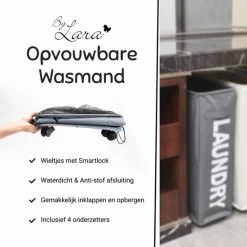 Beste deal ⌛ By Lara Commodities ByLara - Opvouwbare Wasmand - Op Wieltjes Met Handvat - Wasbox - Antraciet - 42L 🌟 -Bosch verkoop 550x550 923