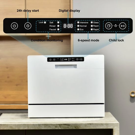 Groothandel ✔️ Merax WQP6-8411 Mini Vaatwasser - Camping Vaatwassers – Wit ⌛ 21 Groothandel ✔️ Merax WQP6-8411 Mini Vaatwasser - Camping Vaatwassers – Wit ⌛ - Afbeelding 21