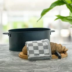 Gloednieuw 🛒 Exilien Broodtrommel Met Snijplank - Broodbox - Brood Bewaren - Zwart 🎁 -Bosch verkoop 550x550 950