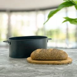 Gloednieuw 🛒 Exilien Broodtrommel Met Snijplank - Broodbox - Brood Bewaren - Zwart 🎁 -Bosch verkoop 550x550 951