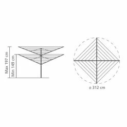 Nieuw ✨ Brabantia Lift-O-Matic Advance Droogmolen Met Kunststof Betonanker, Beschermhoes En Wasknijpertasje - 60 M - Metallic Grey 👏 -Bosch verkoop 550x550 972