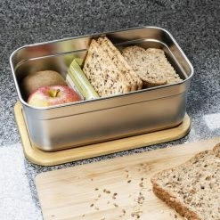 Uitgang 🎁 Krumble Broodtrommel - Lunchbox - Brooddoos - Broodtrommel Kinderen En Volwassenen - Lunchtrommel - Broodtrommels - Met Elastiek En Losse Deksel - Rechthoekig - RVS En Bamboe - Zilver En Bruin ⭐ -Bosch verkoop 550x550 987