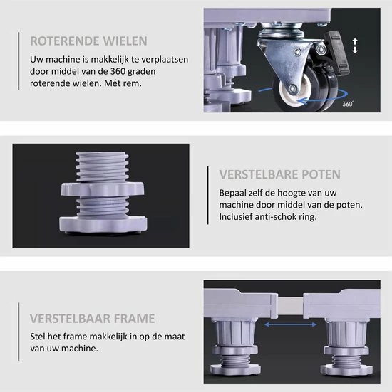 Hete verkoop ❤️ Merkloos STACK Wasmachine Verhoger | Witgoed Verhoger - Multitool - Trillingsdemper - Meubelroller - Meubeltransporter - Vaatwasser / Koelkast / Vriezer / Droger Ophoger - RVS Sokkel - Verstelbaar En Voorzien Van Wielen, Schokdempers En Waterpas 💯 4 Hete verkoop ❤️ Merkloos STACK Wasmachine Verhoger | Witgoed Verhoger - Multitool - Trillingsdemper - Meubelroller - Meubeltransporter - Vaatwasser / Koelkast / Vriezer / Droger Ophoger - RVS Sokkel - Verstelbaar En Voorzien Van Wielen, Schokdempers En Waterpas 💯 - Afbeelding 4