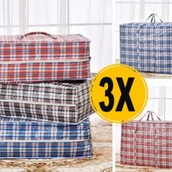 Kopen 🛒 De Snuffelaar® XXL Opbergtas | Big Shopper | Reistas Extra Groot | Grote Boodschappentas | Zak Geruit | Mega Tas | Wastas | Boodschappentas Met Rits – 3 Stuks 🛒