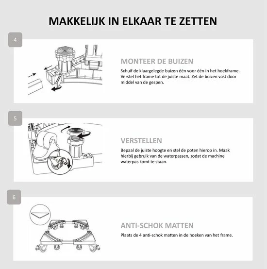 Hete verkoop ❤️ Merkloos STACK Wasmachine Verhoger | Witgoed Verhoger - Multitool - Trillingsdemper - Meubelroller - Meubeltransporter - Vaatwasser / Koelkast / Vriezer / Droger Ophoger - RVS Sokkel - Verstelbaar En Voorzien Van Wielen, Schokdempers En Waterpas 💯 8 Hete verkoop ❤️ Merkloos STACK Wasmachine Verhoger | Witgoed Verhoger - Multitool - Trillingsdemper - Meubelroller - Meubeltransporter - Vaatwasser / Koelkast / Vriezer / Droger Ophoger - RVS Sokkel - Verstelbaar En Voorzien Van Wielen, Schokdempers En Waterpas 💯 - Afbeelding 8