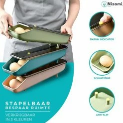 Kopen ⌛ Nizami Goods Nizami Eierdoos - Koelkast Organizer - Eierhouder - Datum Indicator - Stapelbaar - Groen 🔔 -Bosch verkoop 550x565 2