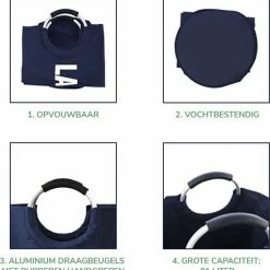 Coupon ⌛ Wonair Wasmand – Waszak - Laundry Hamper - Opvouwbaar – Donkerblauw – 81L 🥰 -Bosch verkoop 550x566 12