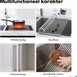 Beste Verkoop 🔔 Fain® Luxe Afdruiprek – Pannenonderzetter Hittenbestendig – Grijs Met RVS – 45 X 35 Cm – Afkoelrooster – Afdruiprek Voor Boven Gootsteen – Afdruiprek Oprolbaar – Afdruipmat – Afdruiprooster - Afdruiprek Metaal 👏 -Bosch verkoop 550x567 2