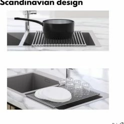 Beste Verkoop 🔔 Fain® Luxe Afdruiprek – Pannenonderzetter Hittenbestendig – Grijs Met RVS – 45 X 35 Cm – Afkoelrooster – Afdruiprek Voor Boven Gootsteen – Afdruiprek Oprolbaar – Afdruipmat – Afdruiprooster - Afdruiprek Metaal 👏 -Bosch verkoop 550x567 3