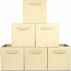 Korting 🌟 LifeGoods Kast Organizers - 6 Stuks - 20L - Textiel - Beige 🔥