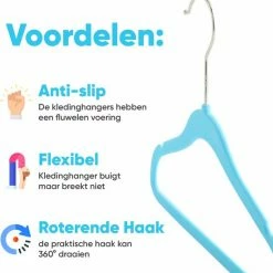 Korting 🤩 ACAZA 20 Stuks Kinder Kledinghangers Met Fluwelen Bekleding - Kapstokken Voor Peuters Of Kleuters - Blauw ❤️ -Bosch verkoop 550x575