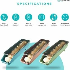 Kopen ⌛ Nizami Goods Nizami Eierdoos - Koelkast Organizer - Eierhouder - Datum Indicator - Stapelbaar - Groen 🔔 -Bosch verkoop 550x578 1