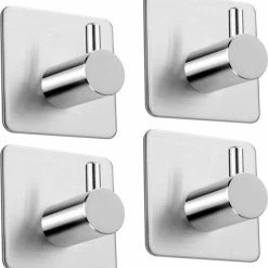 Beste Verkoop 👏 IBright Zelfklevende Haakjes – RVS Ophanghaakjes – Ultra Sterke Plakhaakjes – 4 Stuks – Zilver 🥰