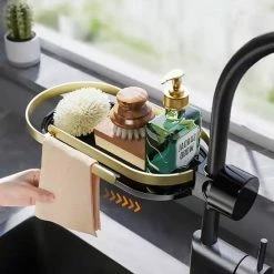 Gloednieuw 😍 TripleAgoods Aanrecht Organiser - Vaatdoekhouder - Aanrechtbakje - Keuken Organizers Aanrecht - Badkamer Organizer - Doucherek Zonder Boren - Doucherek Hangend - Doucherek Zwart 🎁