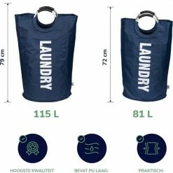 Coupon ⌛ Wonair Wasmand – Waszak - Laundry Hamper - Opvouwbaar – Donkerblauw – 81L 🥰 -Bosch verkoop 550x612 2