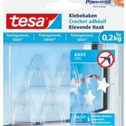 Goedkoop 🎉 Tesa 77734 Powerstrips Klevende Haak Transparant 0,2 Kg. - 5 Stuks ⭐