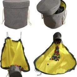 Aanbiedingen 🤩 Merkloos Blokken Opbergzak | Opbergbox | Speelgoed Kleed | Geel - Grijs 😉