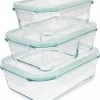 Goedkoop ⌛ Navaris Glazen Vershoudbakjes 3 Stuks - Meal Prep Bakjes Met Deksel - 3x Vershouddoos Van Glas - BPA-vrij - Luchtdicht - Bewaarbakjes In 3 Maten 💯