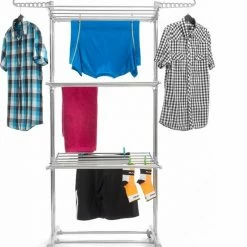 Kopen 👍 Merkloos Folver Wasrek Inklapbaar - Op Wieltjes - Droogrek Inklapbaar - Droogtoren - 17 Meter Hangruimte - 24 Stangen - 30KG - Grijs 👍 -Bosch verkoop 550x639