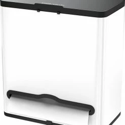 Korting 🛒 Stangvollby Vallvik Prullenbak – 4 Liter – Keukenrol Dispenser – Wit – RVS - Ophangbare Vuilbak - Afvalscheiding - Uitneembare Binnenemmer – Inbouw Vuilnisbak – Keuken Afvalemmer – Ruimtebesparend – Staand - Ophangen – Keukenrol Houder – GFT Bakje 😉