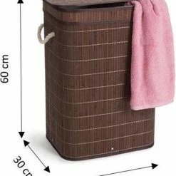 Begroting 🥰 Prohobtools Bamboe Wasmand - Met Extra Waszak Met 2 Vakken - Bruin 😍