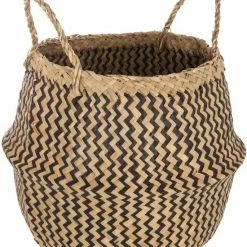 Begroting 🛒 Atmosphera Rieten Opbergmand Zwart Patroon - Bloempot - Zeegras 🥰