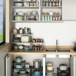 Flash-uitverkoop 🎁 TammaT Keuken Organizers - Aanrecht Organiser - 18*33,2* 21 Cm - Gootsteenkast Organizer - Bureau Organizer - Opbergrek - Kruidenrek - Kast Organizer - Badkamer Organizer 😀 -Bosch verkoop 550x660 2