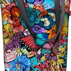 Begroting 😉 Bertoni Zonnige Schoudertas Met Rits - Dames Shopper 36x40 Cm (past A4) - Tote Bag Stoffen Tas Met Motief Hippi 😀