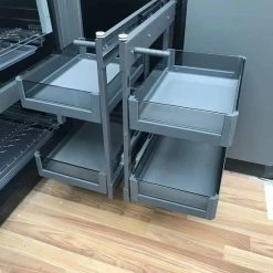 Flash-uitverkoop 😍 Milano Luxurious® Magic Corner - Hoek Keukenkast Organizer- Uitschuiflades - 4 Plateaus, 2 Levels - 48 X 87 X 58 Cm - Deurbreedte 40 Cm – Antraciet 🛒 -Bosch verkoop 550x733 16