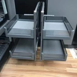 Flash-uitverkoop 😍 Milano Luxurious® Magic Corner - Hoek Keukenkast Organizer- Uitschuiflades - 4 Plateaus, 2 Levels - 48 X 87 X 58 Cm - Deurbreedte 40 Cm – Antraciet 🛒 -Bosch verkoop 550x733 17