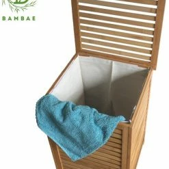 Begroting ❤️ ZD Trading Bambae Luxe Wassorteerder Van Bamboe - Inclusief Wasbare Zak Van Canvas - 100 L - Bruin 🧨