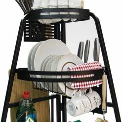 Goedkoop 🔥 Chefs Cuisine Afdruiprek - Keuken Organizers - Aanrecht Organiser - Hoekrek - Zwart - Roestvrijs Staal ⭐