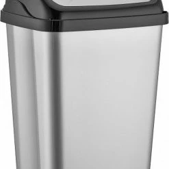 Beste Verkoop ✨ Merkloos Zilver/zwarte Vuilnisbak/vuilnisemmer Kunststof 50 Liter - Vuilnisemmers/vuilnisbakken/prullenbakken - Kantoor/keuken Prullenbakken 🔔