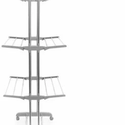 Kopen 👍 Merkloos Folver Wasrek Inklapbaar - Op Wieltjes - Droogrek Inklapbaar - Droogtoren - 17 Meter Hangruimte - 24 Stangen - 30KG - Grijs 👍 -Bosch verkoop 550x771