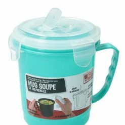 Aanbiedingen ❤️ Look Concept Turqoise Magnetron Soepbeker Met Ontluchtingsfilter – 13x11cm | Magnetron Bestendige Beker Voor Het Bereiden Van Soep 🔥