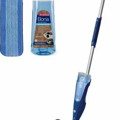 Aanbiedingen 💯 Bona Premium Spray Mop - Dweilsysteem - Inclusief Houten Vloer Reiniger & Microvezel Reinigingspad - Streeploos - Sneldrogend 🎁