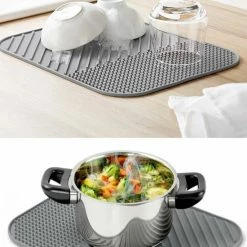 Uitgang 🎁 Merkloos Afdruipmat Met GRATIS Afwasbortel - Droogmat - Afdruipmat Siliconen - BPA Vrij - Afdruipmat Voor Afwas - +GRATIS Siliconen Afwasborstel - Grijs ✔️ -Bosch verkoop 550x824 3