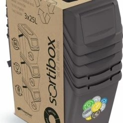 Promo ❤️ Prosperplast Set Van 3 Stuks Kunststof Afvalscheidingsbakken Grijs Van 25 Liter - Scheidingsprullenbakken 💯 -Bosch verkoop 550x839 3